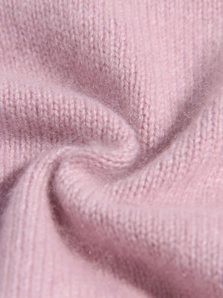 Pink Bunny and Star Pattern Girls Cashmere Crewneck Sweater